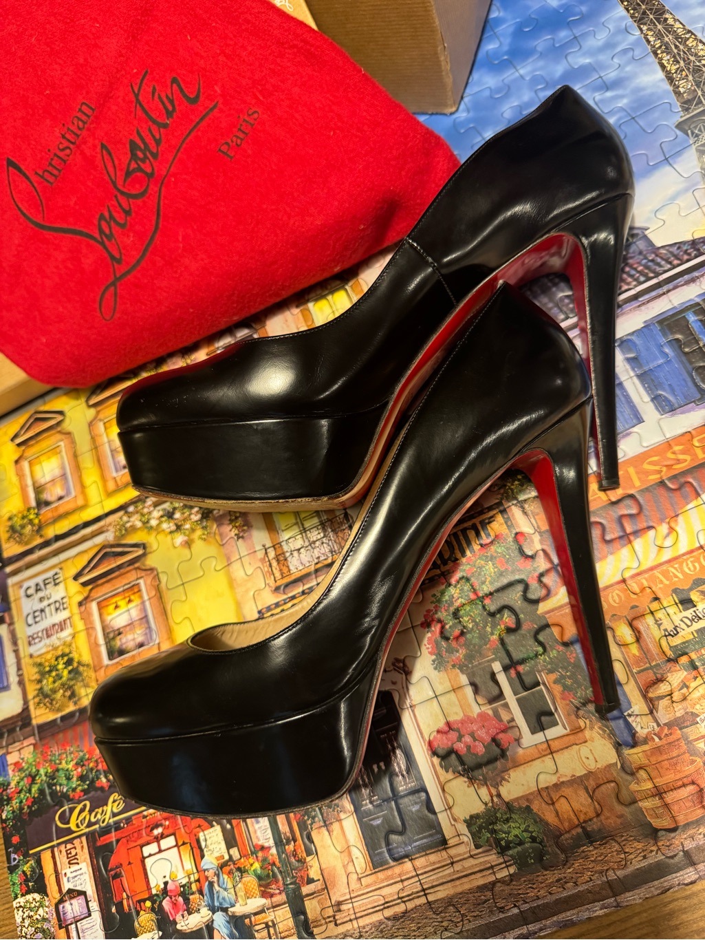 Christian Louboutin Black Platform Heels / âBianca 120 Jazz Calfâ